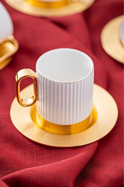 ACAR Koh-05839 Erika Porselen 4 Lü Çay Fincan Takımı 160ml Beyaz