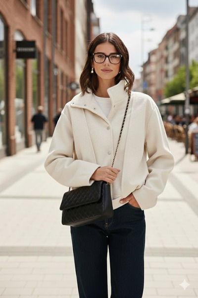 Lela Cotton Blend Oversized Belt Detailed Lined Short Cashmere Coat Coat 6839657