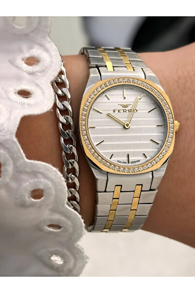FERRO Sarı ve Gümüş Çelik Kordon Kadın Kol Saati FL43003A-D 3 ATM Su Geçirmez Hediye Bileklik