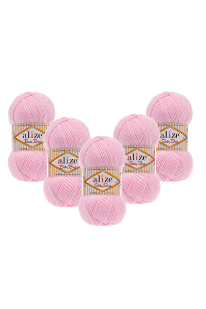 Alize 5 Pieces Baby Best Anti-Pilling Bamboo Blend 185 Powder Pink - 100 Gr. 240 Meters.