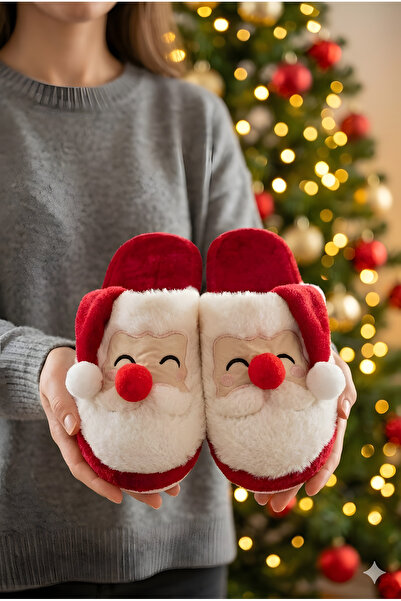 StWenn Noel Baba Yılbaşı Terliği Ev Pandufu Ev Terliği Misafir Terliği NOEL BABA