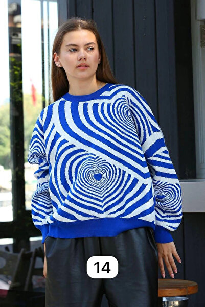 Zerenyus Bela prugasta džemper sa okruglim izrezom Saks plava