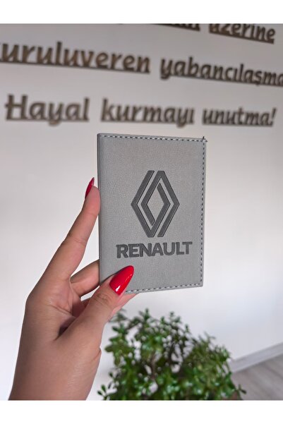 EFE DERİ Renault Gri Deri Dikişli Araç Ruhsat Kılıfı Kabı Oto Ruhsatlık Araba...