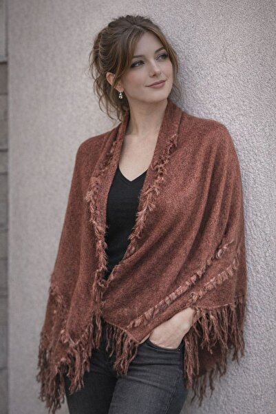 Gönülden Tasarım 150X75 см Трикотажний шарф з хутряною облямівкою та візерунк...