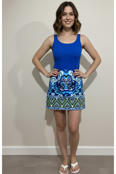 ünütek etnik desenli şort etek