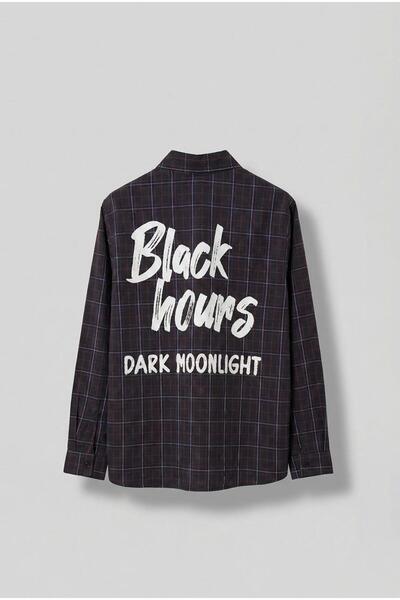 ablukaonline Чоловіча сорочка оверсайз з принтом у клітинку, антрацит