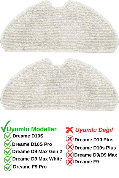 RotRever DREAM e D10S, D10S Pro,D9 Max Gen 2,D9 Max White,F9 Pro Uyumlu Mop Y...