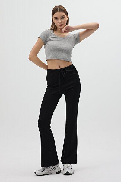 Rays 8246A καμπάνα Παντελόνι με ελαστική μέση Μαύρο