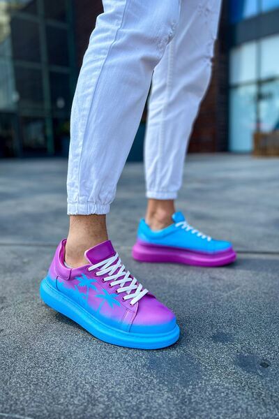 Zerenyus Pantofi pentru bărbați cu imprimeu special Pittura, albastru violet