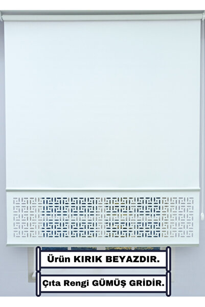 ESDEH Lazer Stor Perde - Kırık Beyaz Mat Stor Kumaşı - Renkli Çıta Detaylı - ...