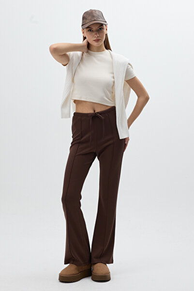 Rays 8246Α καμπάνα Παντελόνι με ελαστική μέση καφέ