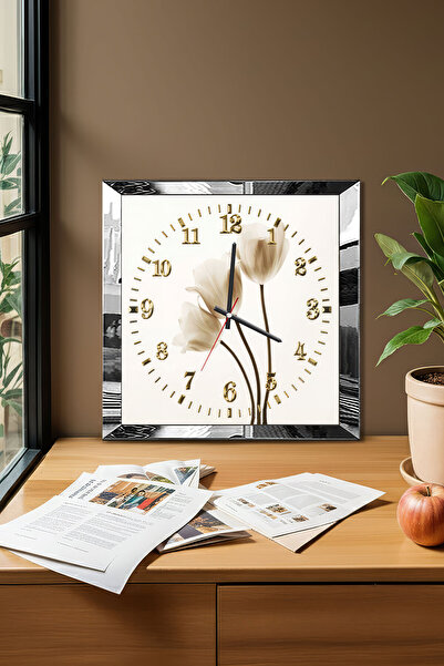 Zevahir Mobilya Dekorasyon Silver Framed Time's Elegance Themed Decorative Mdf Wall Clock