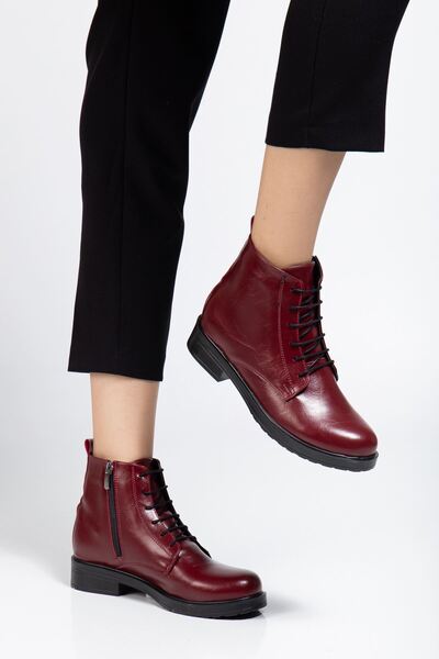 Zerenyus Zri̇n165-225 Premium Burgundy Yanki Lace-Up Zippered Casual Women's ...