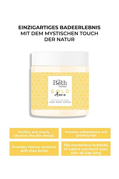 THE BATH FACTORY Moisturizing and Purifying Body Scrub with Shea Butter, Gold Aura 300 g