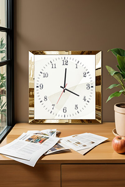 Zevahir Mobilya Dekorasyon Gold Framed Abstract Clock Themed Decorative Mdf Wall Clock