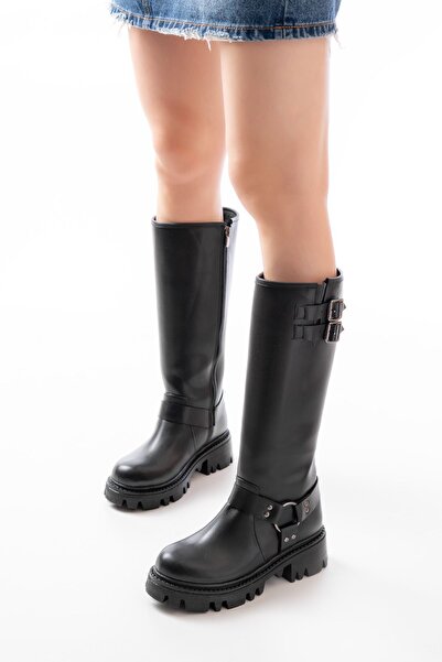 Zerenyus ZRİN-3026 Premium Μαύρες Γυναικείες Μπότες με Φερμουάρ και Αξεσουάρ ...