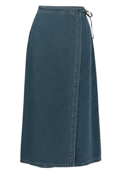 vl vellichor تنورة دينيم برباط من ياندان - أزرق