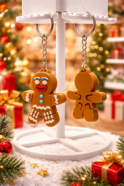 mutes 10 قطع سلسلة مفاتيح على شكل رجل بسكويت متحرك ثلاثي الأبعاد -1109