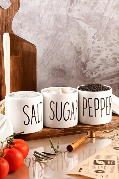 TheBRo طقم مطبخ عصري – طقم توابل يشمل وعاء السكر، ووعاء الملح، ووعاء الفلفل