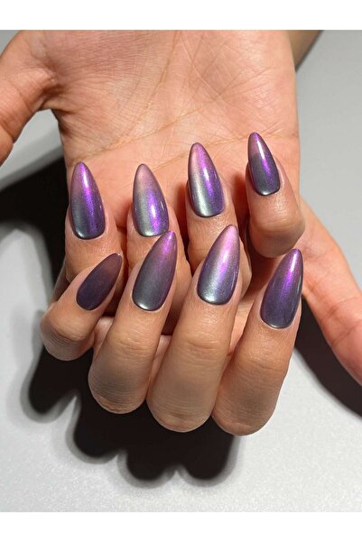 wow kutu 1961 S Beden Mor Gümüş Ombre Takma Tırnak - S