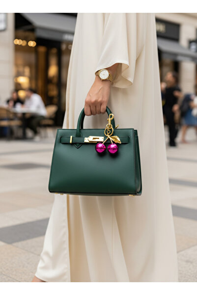 diğerr1 Bright Pink Cherry Bag Charm Keychain |   Stylish and Shiny Bag Acces...