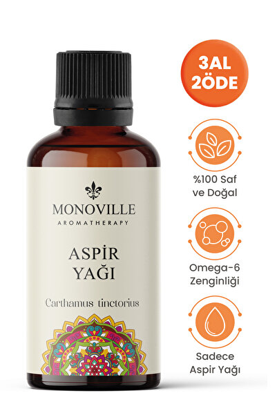 Monoville Aspir Yağı 30 ml Soğuk Sıkım %100 Saf ve Doğal (Safflower Oil)