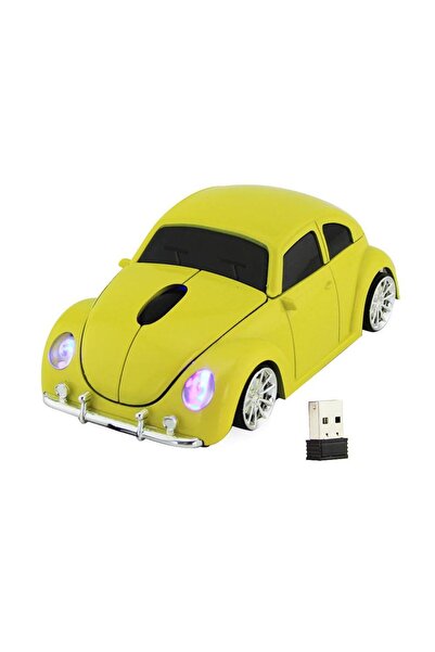 Genel Markalar Optik Mouse 2.4GHz Ergonomik Kablosuz Vosvos Araba Şeklinde Sarı
