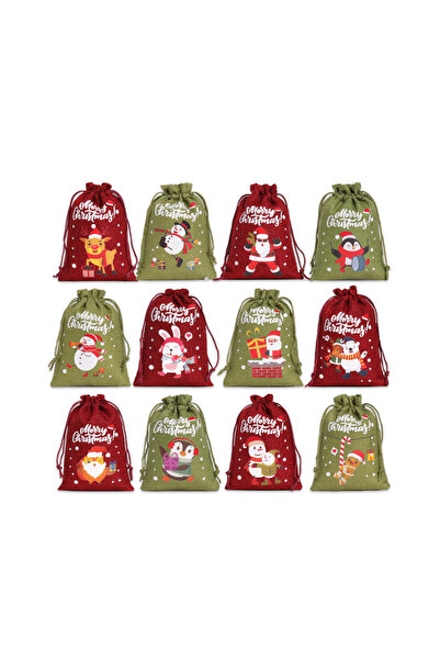 Choice 12 قطعة من أكياس الخيش الاحتفالية برباط، مقاس 10×14 سم (3.94×5.5 بوصة)...