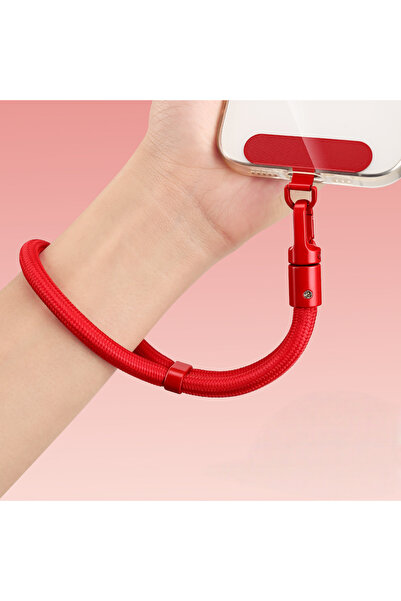 Choice حبل تعليق هاتف محمول أحمر قابل للتعديل، قطعة واحدة، حزام معصم قصير بتص...