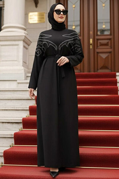 Neva Style Beaded Black Hijab Dress 32290S