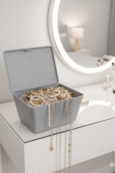 Saban Gri, Kapaklı Saklama Ve Takı Kutusu - Brasil Model