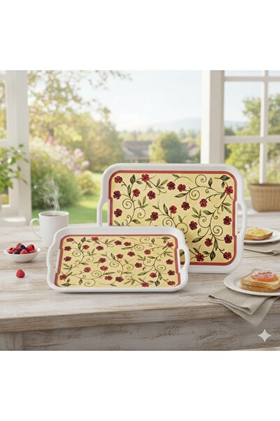 Dania White melamine tray set with bright embossed colors for all occasions, ...