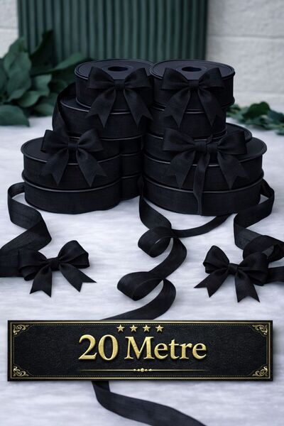 Esteks Dantel ve Tekstil Aksesuarları 25 Mm Keten Kurdele Nopeli SİYAH 20 Mt