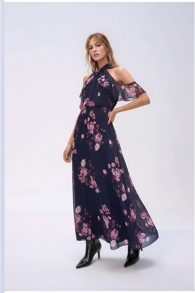 MAMAYAGA فستان سهرة نسائي من التول بتفاصيل مكشوفة الكتفين، أنيق ومريح، مقاس كبير