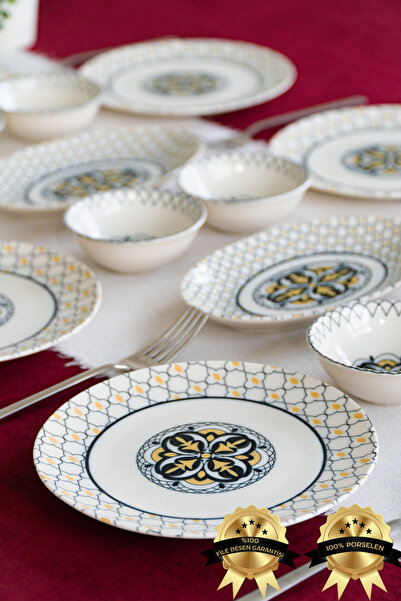 Heda Porselen Bergama 16 Parça 6 Kişilik Porselen Kahvaltı Takımı