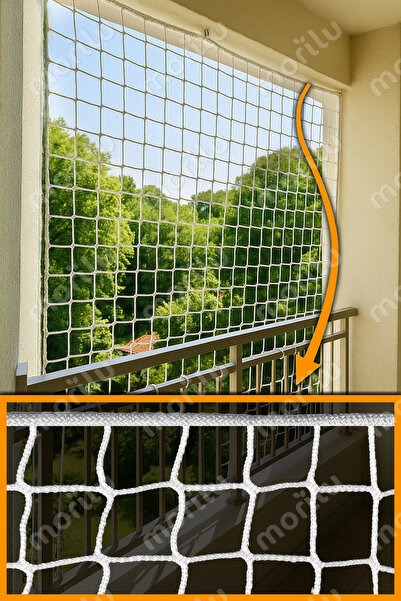 Morilu Güvenlik Perdesi - 5 cm Göz 4 mm İp - Balkon Filesi - Merdiven Filesi ...