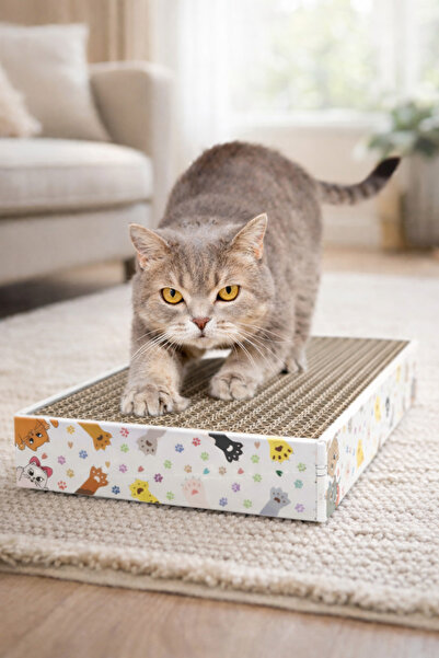 Kedi Tırmalama Kartonu 47x17 cm Dayanıklı Karton Kedi Tırmalama Tahtası
