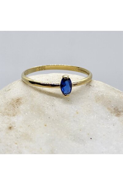 FasekGold Gümüş Yüzük - 0.40 CT Safir Tektaş Gümüş Yüzük-Safir Tektaş Kadın G...