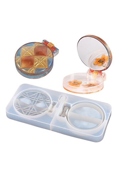 Getshopmini قالب مرآة من الإيبوكسي مع غطاء قالب مرآة مكياج كريستالي من السيلي...