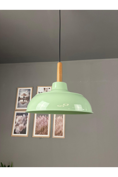 Bamyum Veluna Mint Ahşap Başlık Avize Retro Sarkıt Ofis Showroom Salon Mutfak...
