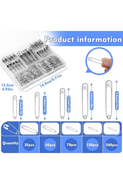 Choice مجموعة دبابيس أمان معدنية من KRABALL، 500 قطعة، مع علبة تخزين، مناسبة ...