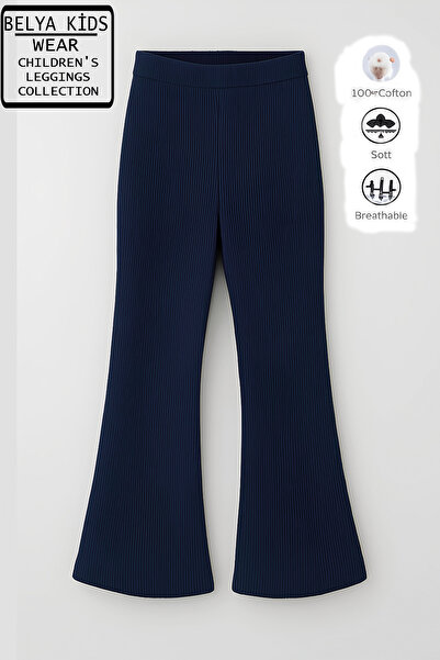 Belya Kids Wear Pamuğa Pamuk Fitilli Tam Kalıp Kız Çocuk İspanyol Tayt