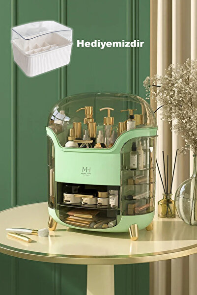 MAKRİ HOME Çok Amaçlı Makyaj Organizeri, Yeşil, 29 x 19 x 34 cm