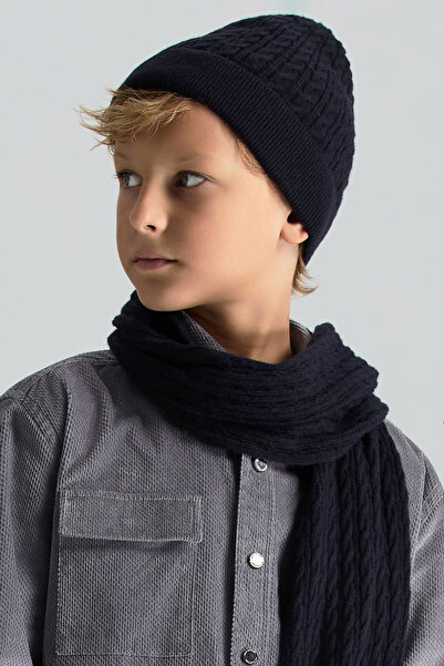 Hemington Lambswool Yün Lacivert Çocuk Bere