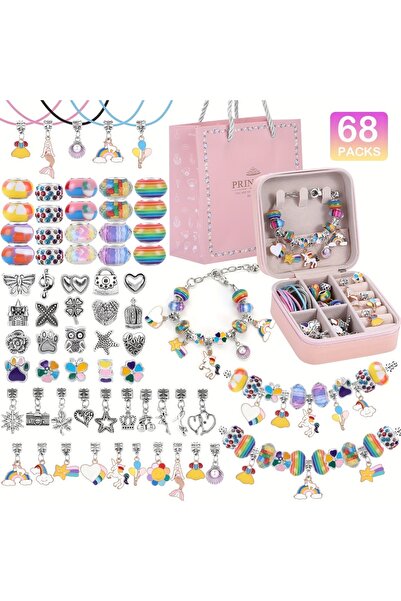 Choice مجموعة صنع الأساور والقلائد من الخرز الملون، 68 قطعة، هدية مثالية لصنع...