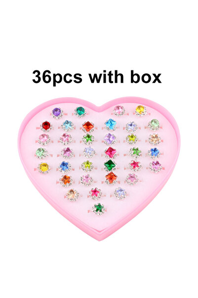 Choice 36pcs 12/36PCS Adjustable Rings Diamond Style with Box Children Birthd...