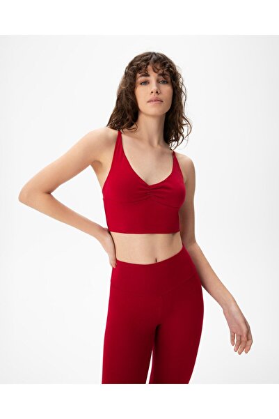 Ayma Active Kırmızı Ecovero™ Göğüs Pedli Büzgülü Askılı Büstiyer