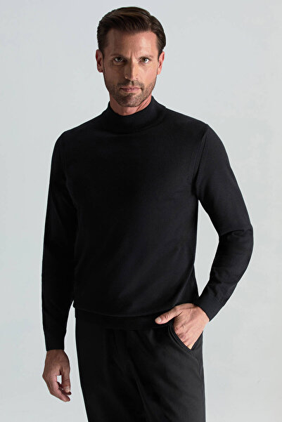 Hemington Lupetto Yaka Merino Yün Siyah Triko