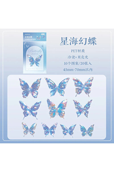 Choice 3 ملصقات فراشات كريستالية من مادة PET، 20 قطعة، سلسلة ذهبية متقزحة، لت...