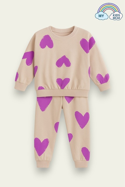 My Kids Wear Hodvábny oblek so vzorom srdiečka do škôlky, vek 2-8 rokov